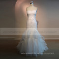 Modest Mermaid Sweet Heart Pleating Beaded Wedding Dress Sleeveless Ruffle Bottom Real Photos